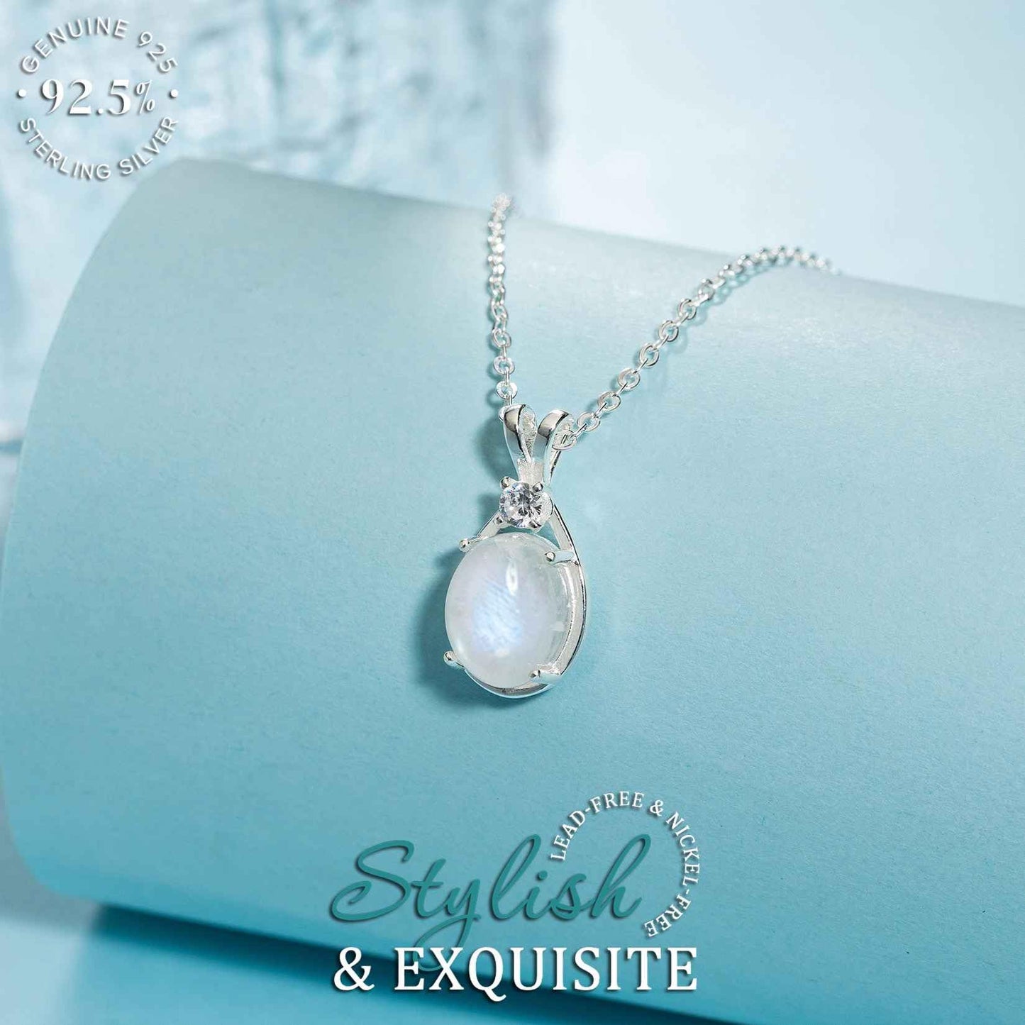 New Beginnings Gifts Moonstone Necklace for Women, Sterling Silver Moonstone Jewelry, Divorce Gift, Healing Gift, New Job, Sobriety Gifts for Women