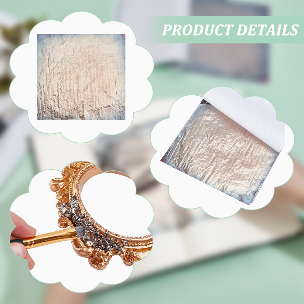 MAYJOYDIY 50 Pcs Grey Foil Sheets 5.5×5.3 Inch Grey Leaf Paper Metallic Leaf Sheets Gilding Crafting Foil Paper for DIY Nail Paintings Handcrafts Picture Frames Sculpture Furniture Arts