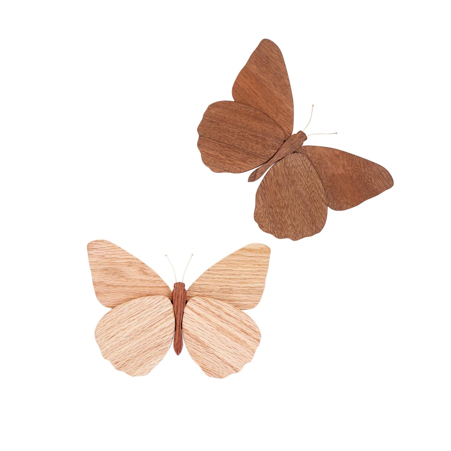 Telinego 2 Pack Handmade Wooden Butterfly Wall Art Hanging Decor Butterflies Wall Art Hanging Sculpture for Bedroom Bathroom Living Room Butterfly Home Decoration for Kids Baby Nursery Room Decor (Brown+Beige)