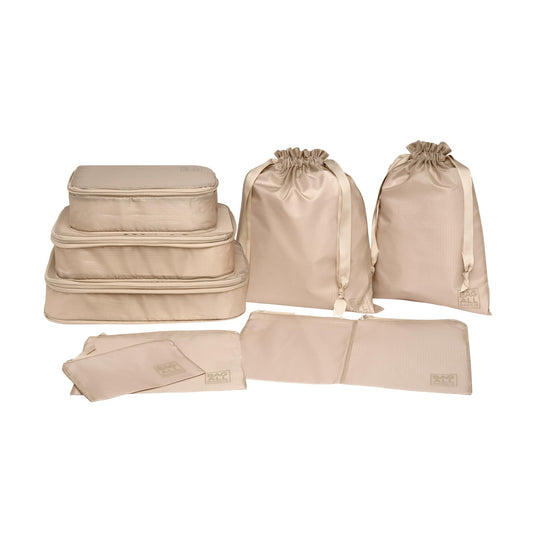 Bag-All Packing Cubes for Travel | Luggage Organizers for Suitcase | Travel Storage Cubes for Organizing | Luggage Organizer Bags | Traveling Essentials | Pack of 8 | Taupe