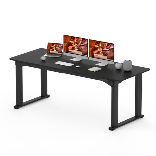 FitStand 4 Legs Standing Desk, Large 79x31 Inches Electric Adjustable Height Desk with Splice Board, Stand Up Desk Home Office Computer Workstation, Black