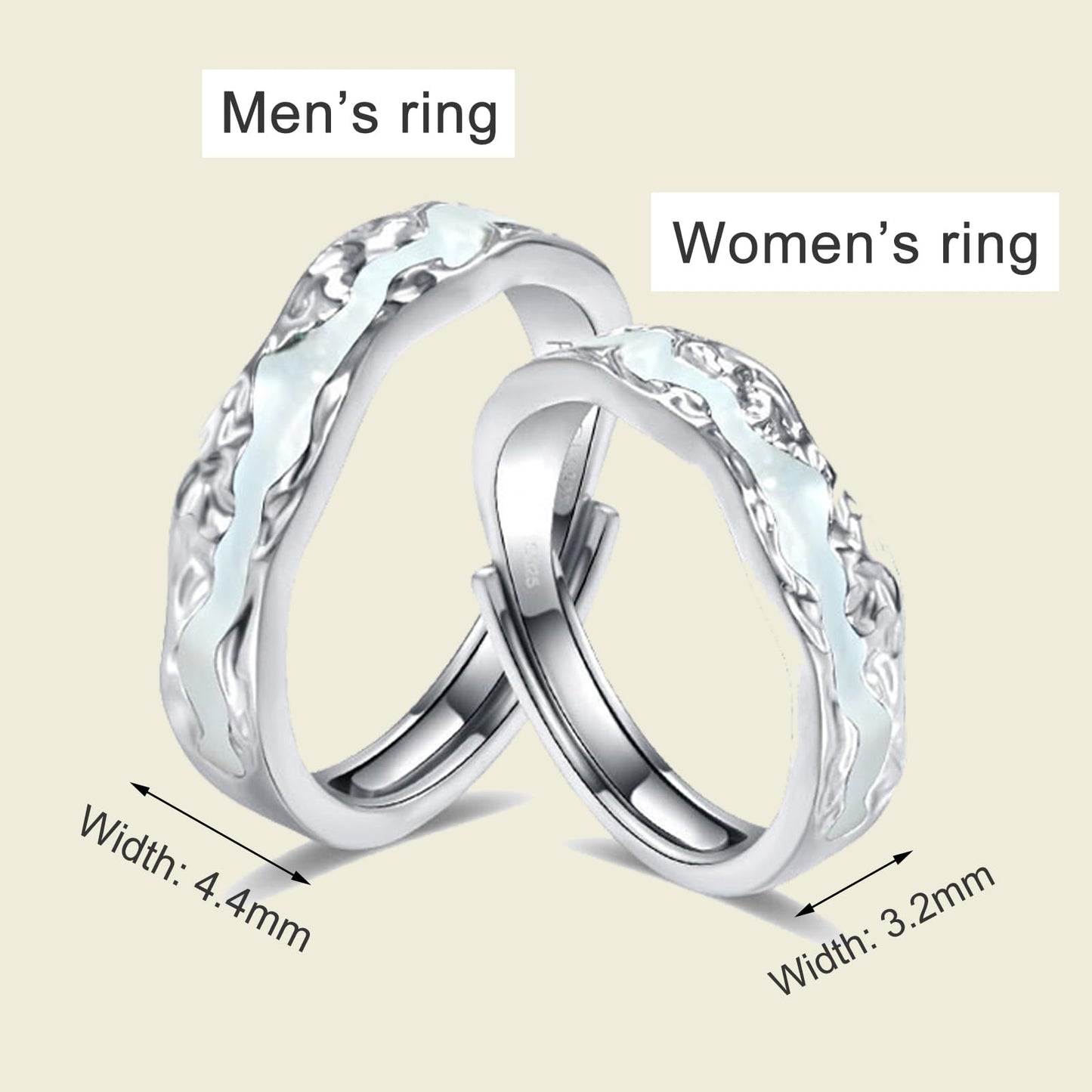 DIOWUS Lymphatic Magtherapy Luminous Ring For Men Women, Titanium Ion Therapy Acupuncture Unclog Bloodstream Lymph Nodes Light Up Hope Adjustable Finger Ring Jewelry Gift For Couple (for Women)