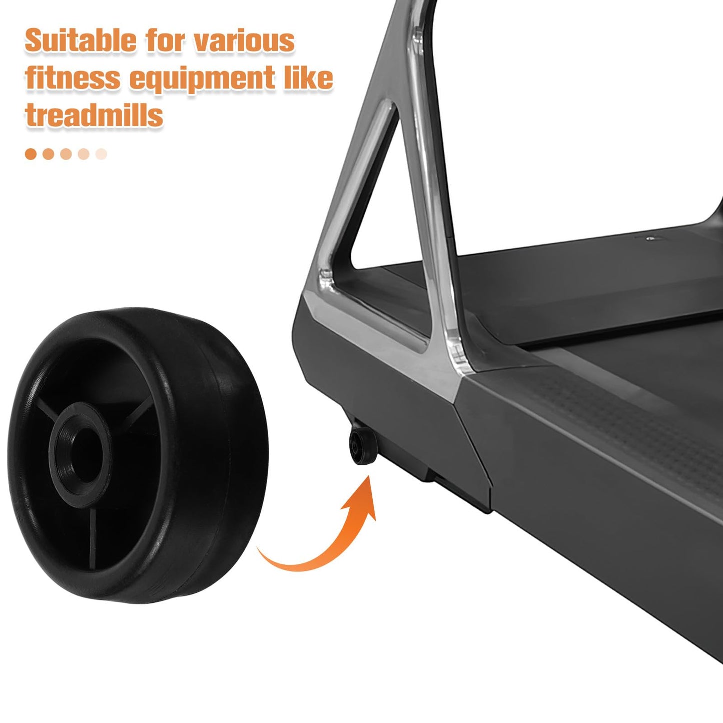 SUPVOX 4 Pcs Fitness Equipment Transport Wheels - 45mm Plastic Roller Wheels with 8mm Bore - Heavy Duty Pp Replacement Casters for Treadmill, Exercise Bike & Home Gym Equipment