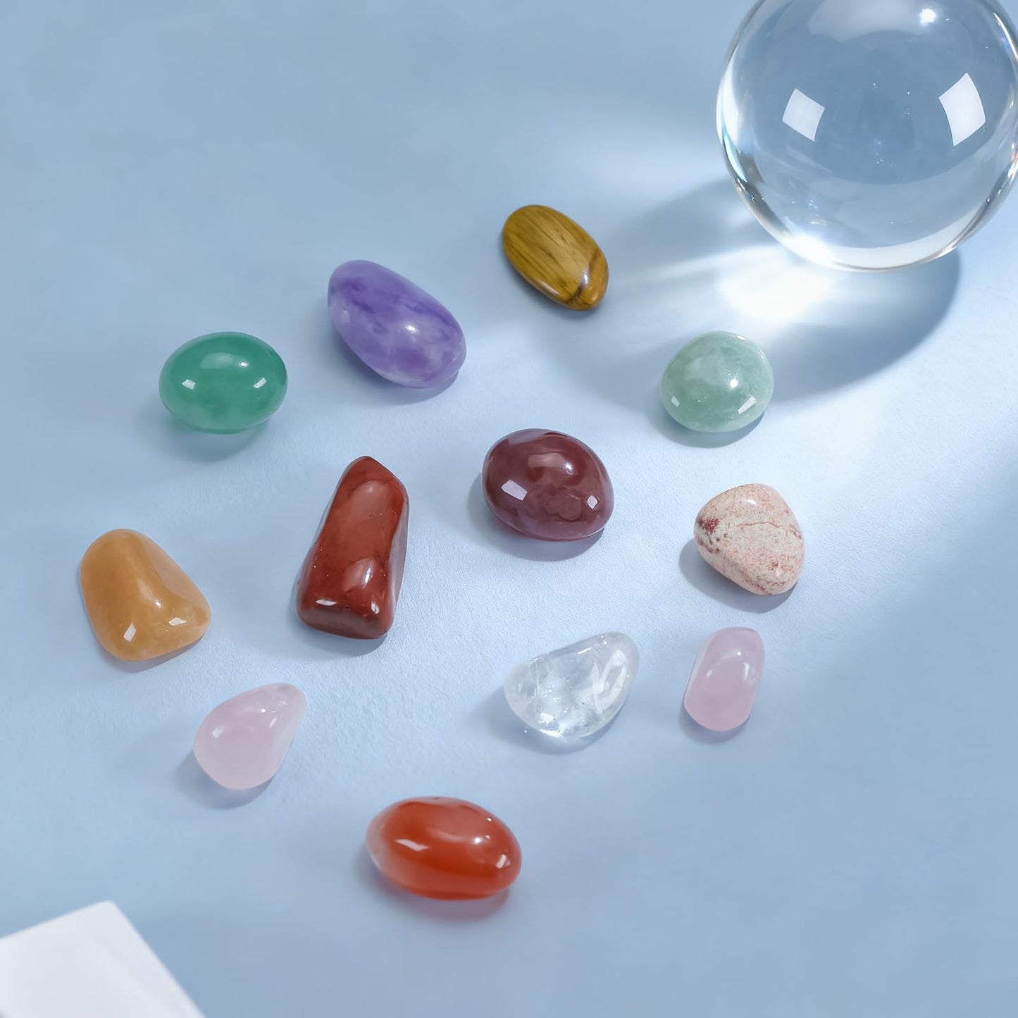 80PCS Natural Bulk Assorted 0.5''-0.6'' (0.6 lb) Tumbled Polished Stones Healing Crystal Set Real Raw Stones for Home Decoration Reiki Gifts Energy Therapy