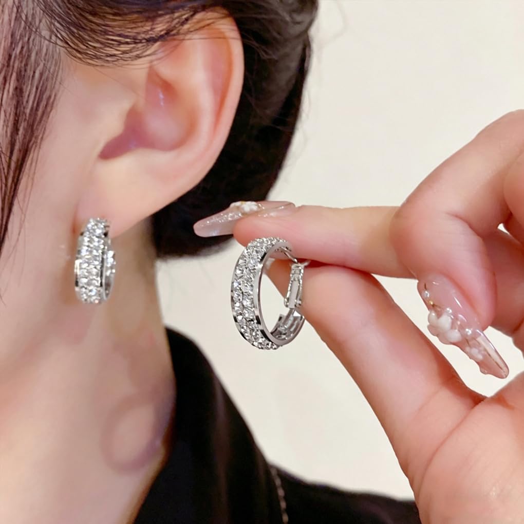 Lymphatic Activity Hoop Earrings, Lymphatic Drainage Slimming Hoop Earrings Lymphvity Germanium Earrings Cubic Zirconia Earrings Jewelry Gifts for Women (g+s)