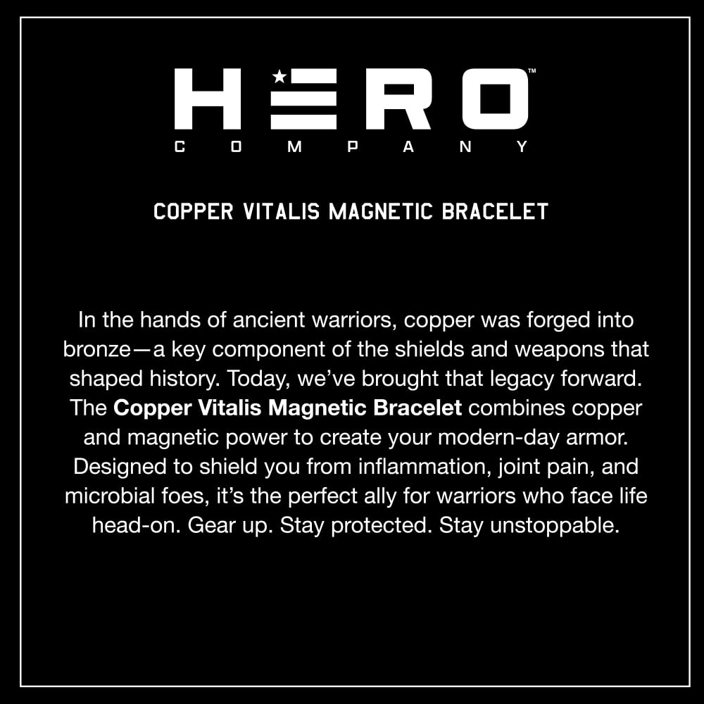 Hero Company Copper Magnetic Bracelet - ‘Vitalis’ Copper Bracelet with Magnets - Helps Pair Veterans With A Service Dog Or Shelter Dog