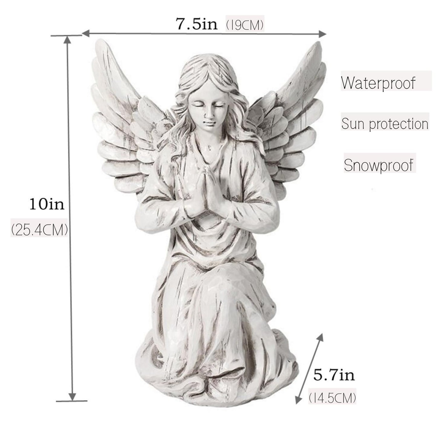 Handsider Praying Angel Garden Statue, Religious Fairy Sculpture Waterproof Decorative Figurine Art Decor for Patio, Lawn, Yard, Housewarming Ornament Present Angels HSa-1