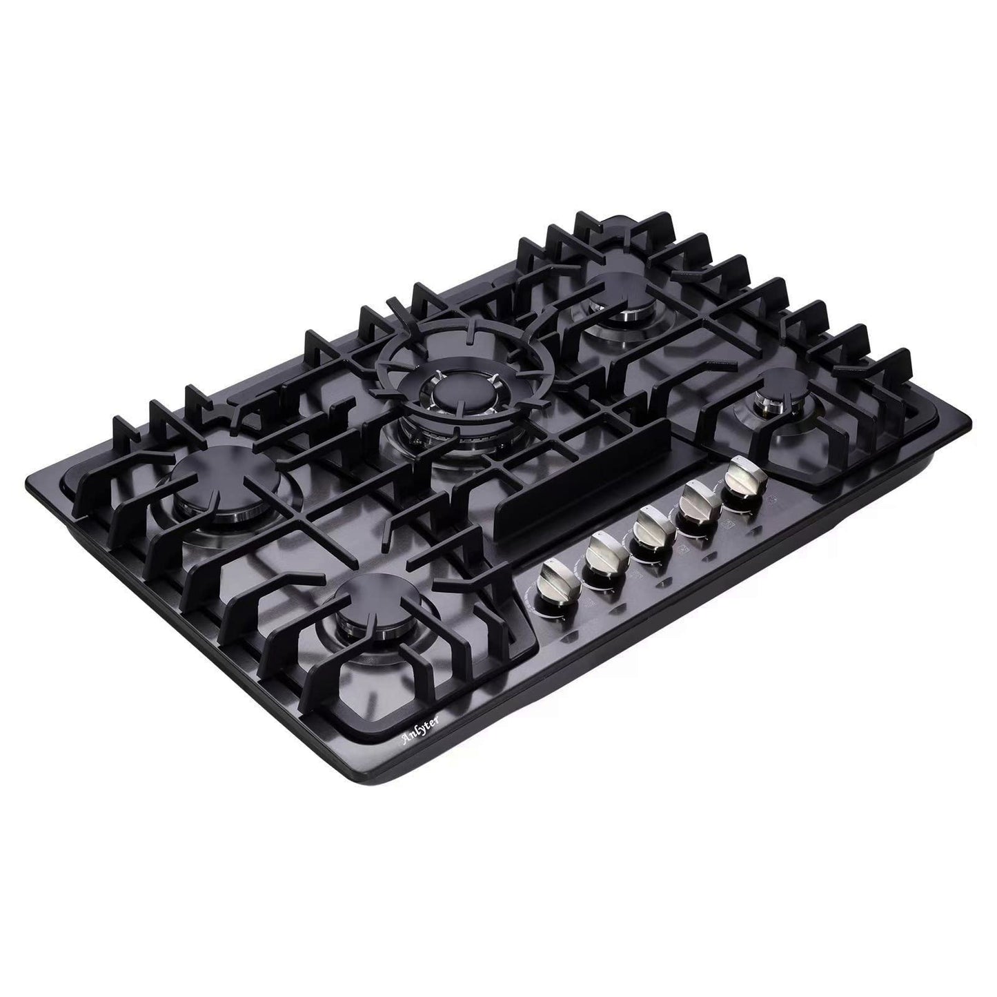 Anlyter 30 Inch Gas Cooktop, 5 Burners Built-in Stovetop, Stainless Steel LPG/NG Convertible Stove, Dual Fuel Sealed Hob - Black