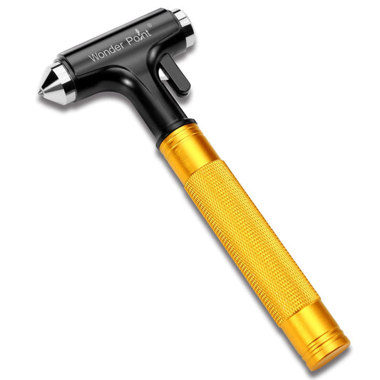 Premium Car Glass Breaker with Seat Belt Cutter - Automotive Safety Hammer - Emergecy Escape Tool, Car Autoaccessory Metal Window Hammer, Vehicle Hard Aluminium Alloy Head Design(Silver)