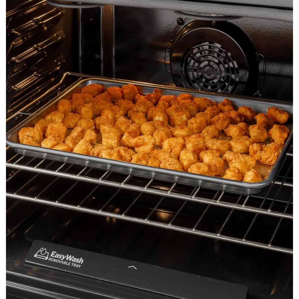 GE GRS600AVWW 30″ Slide-In Electric Convection Range – No-Preheat Air Fry, 5 Heating Elements, Smoothtop Cooktop, White