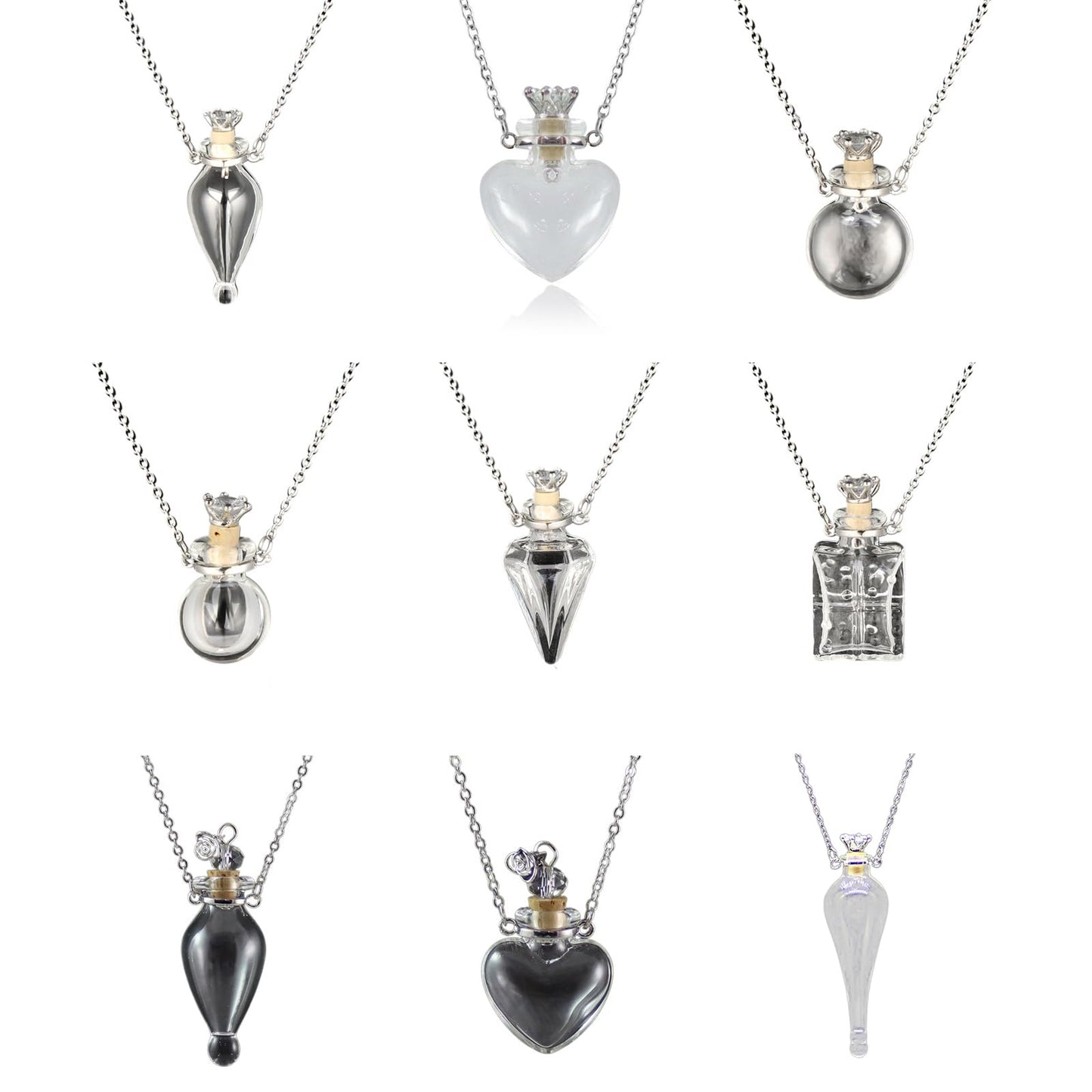 Essential Oil Diffuser Perfumes Bottle Pendant Necklace Jewelry Clear Tear Drop Vial Essential Oil Pendant Necklace Bottle Necklaces for Women