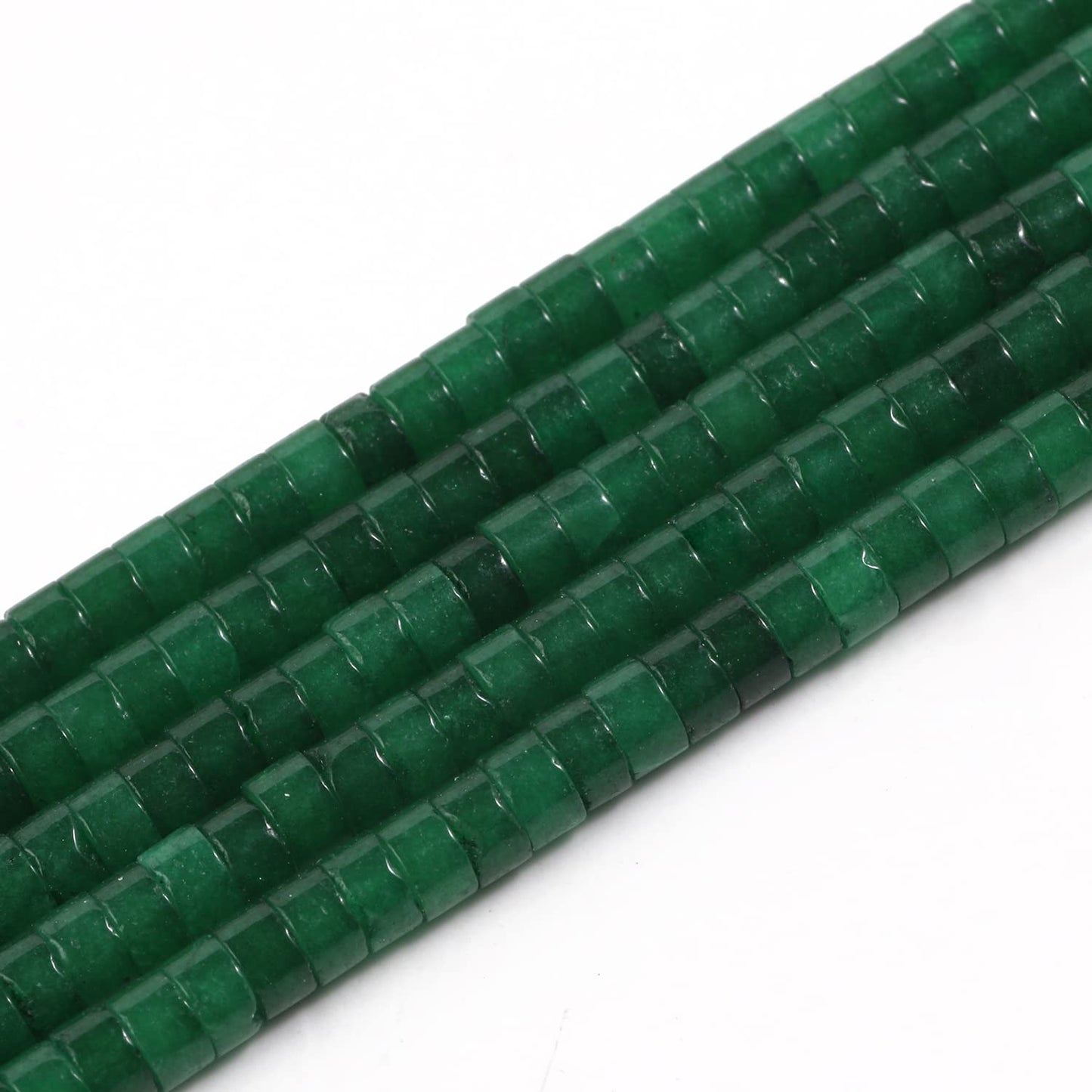 NITOPUPU 150Pcs 4×2mm Natural Green Agate Spacer Stone Beads for Jewelry Making Supplies, Loose Semi Flat Round Gemstone Tube Beads for Bracelets DIY Crafts