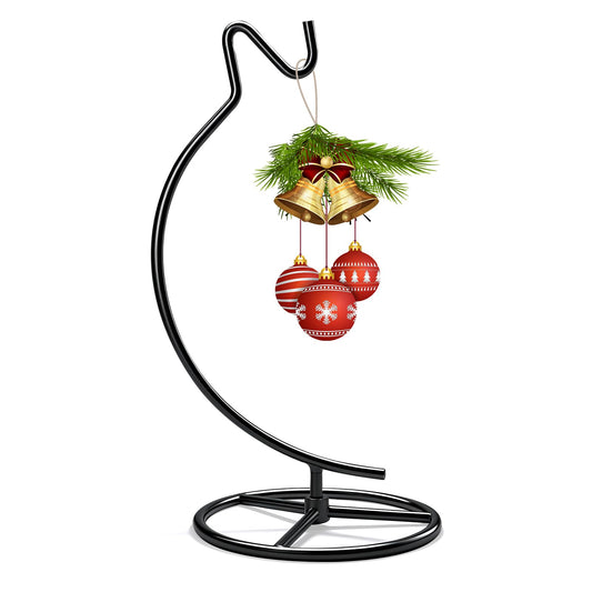 TSUMAZURE Ornament Display Stand with Hook, 11" Black Iron Hanging Stand for Air Plants, Glass Balls, Witch Balls, Terrariums, Christmas & Wedding Decorations, Home & Office Decor (black)