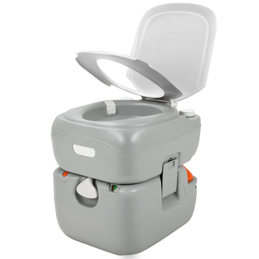 YITAMOTOR Portable Toilet 5.8 Gallon, Camping Porta Potty, RV Toilet with Handle Pump, Level Indicator, for Motorhome Travel, Car, Boat, Indoors and Outdoors