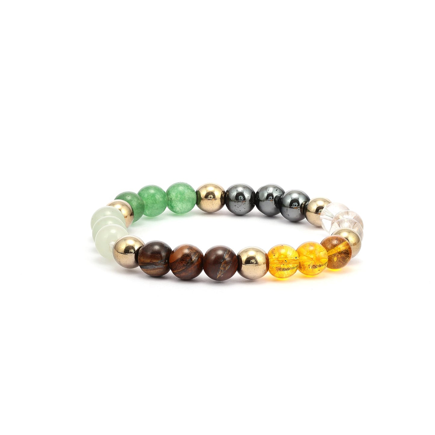 RIYAURA Dhan Yog (Wealth & Prosperity) Healing Bracelet – 8mm Natural Gemstone Beads, Stretch Elastic Bracelet for Women & Men