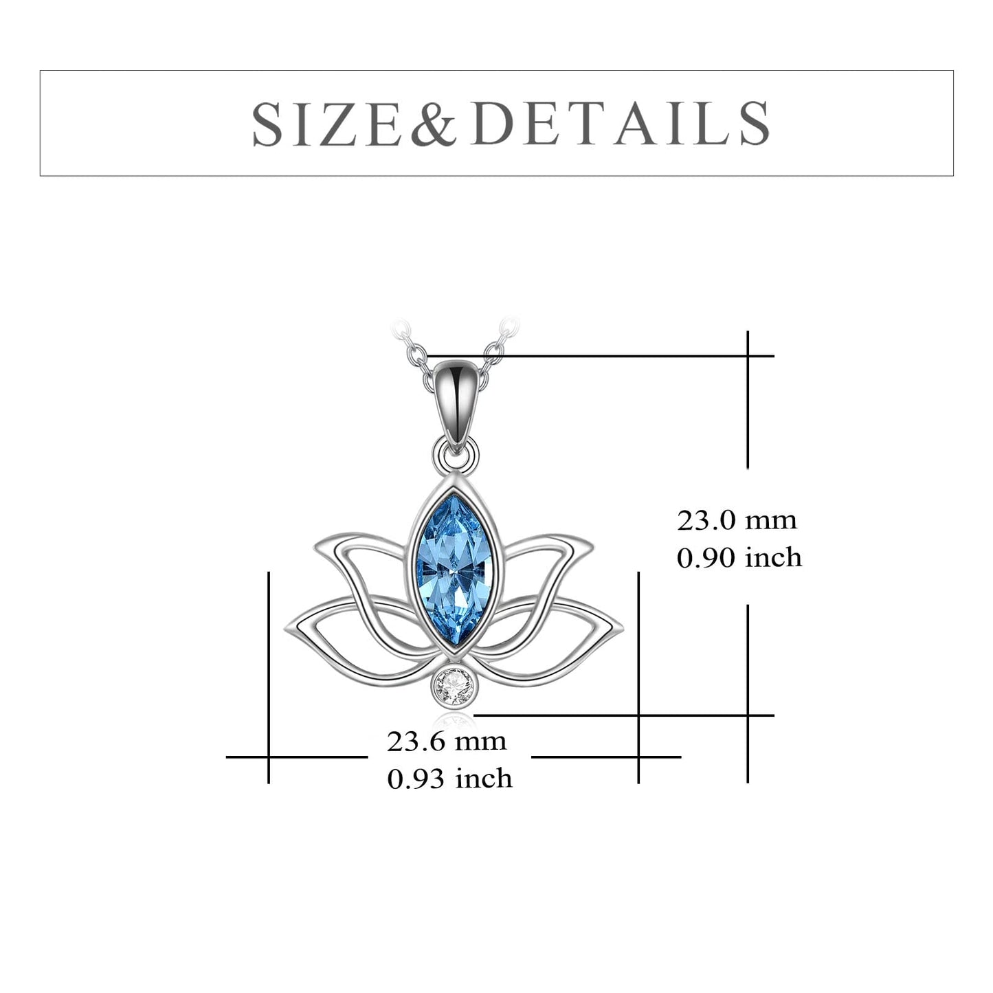 YFN Lotus Necklace for Women Sterling Silver Crystal Lotus Flower Pendant Necklace Yoga Jewelry Gifts for Women