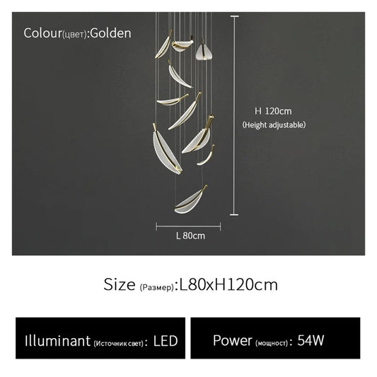SXYH Rotating Staircase Chandelier attic Duplex Living Room Villa Hanging Long Chandelier Decoration,LED Chandelier Ceiling, 10 heads