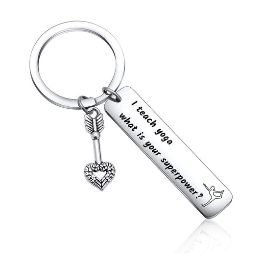 Keytells Yoga Teacher Instructor Keychain - Yoga Gifts For Women Yogini Jewelry, Meditation Gift For For Women Men - Yogi Keychain
