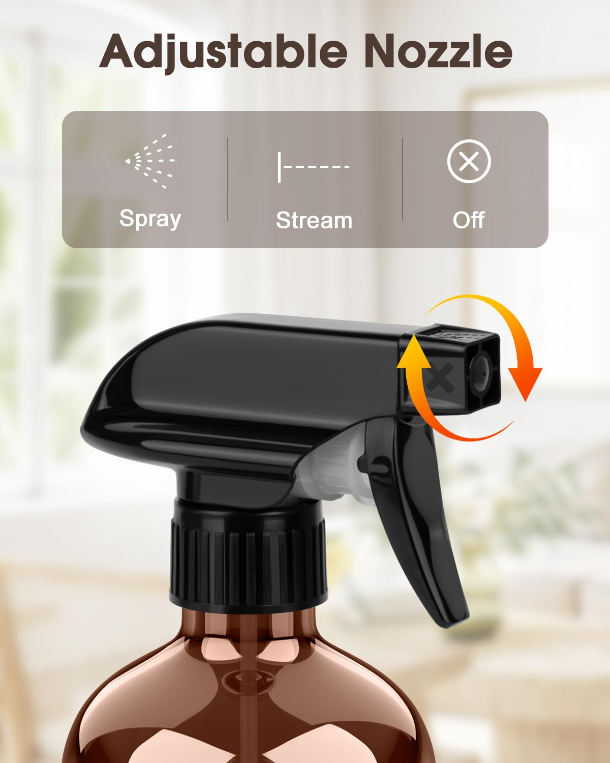 Bontip Glass Spray Bottle with Silicone Sleeve Protection, Amber Glass Spray Bottle Set for Window Cleaner Aromatherapy Facial Hydration Watering Flowers Hair Care 2 Pack/16 oz (Black & Grey, 16 oz)