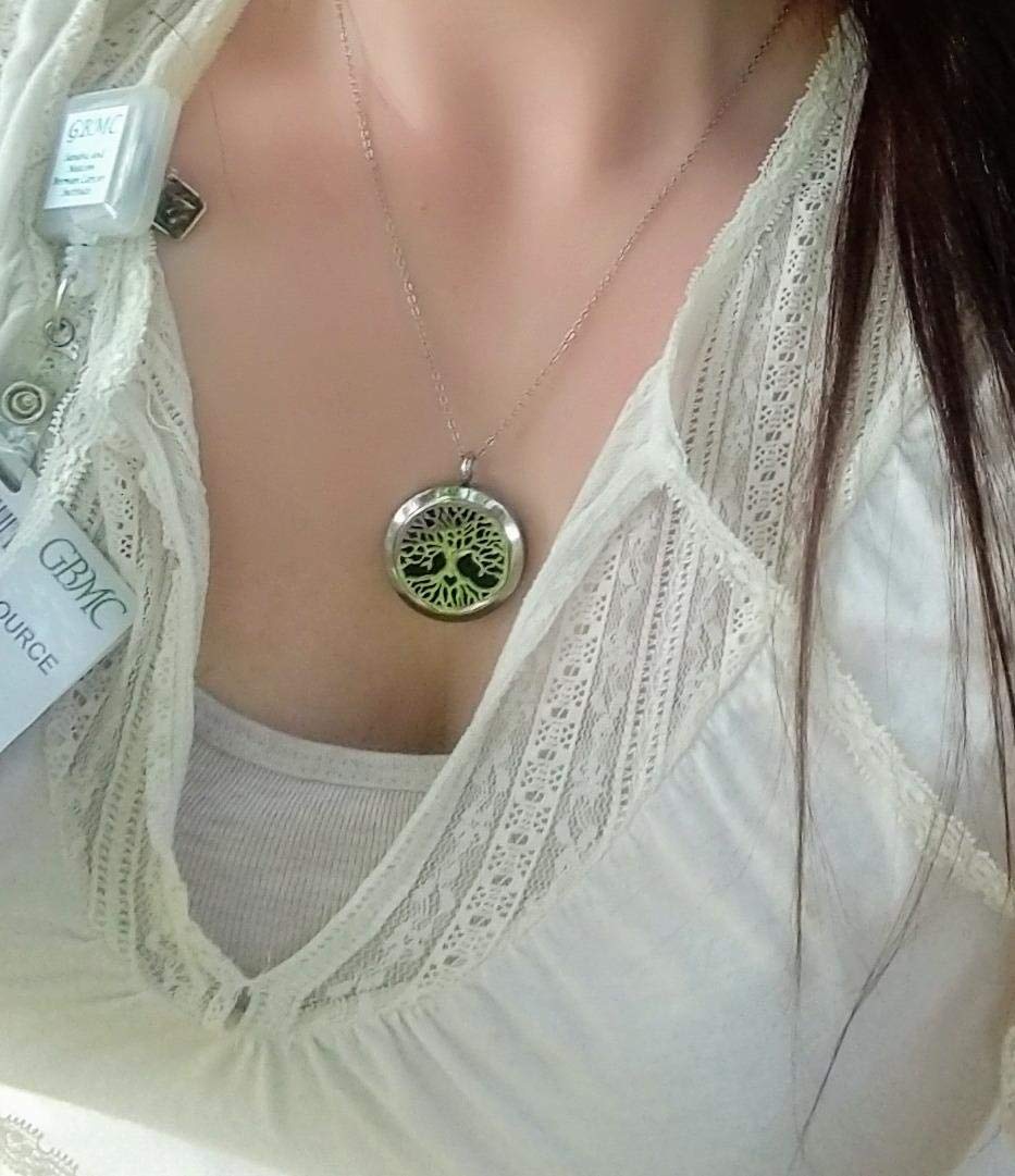 Aromatherapy Essential Oil Diffuser Necklace Stainless Steel lnspirational Locket Pendant（Heart）