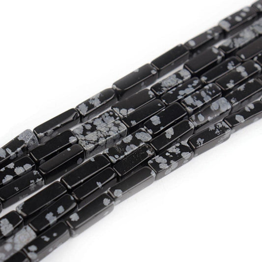 4x13mm Natural Stone Snowflake Rectangular Column Tube Cylinder Spacer Loose Beads Gemstone for DIY Bracelets Necklace Jewelry Making Strand 15 Inch (28-30pcs)