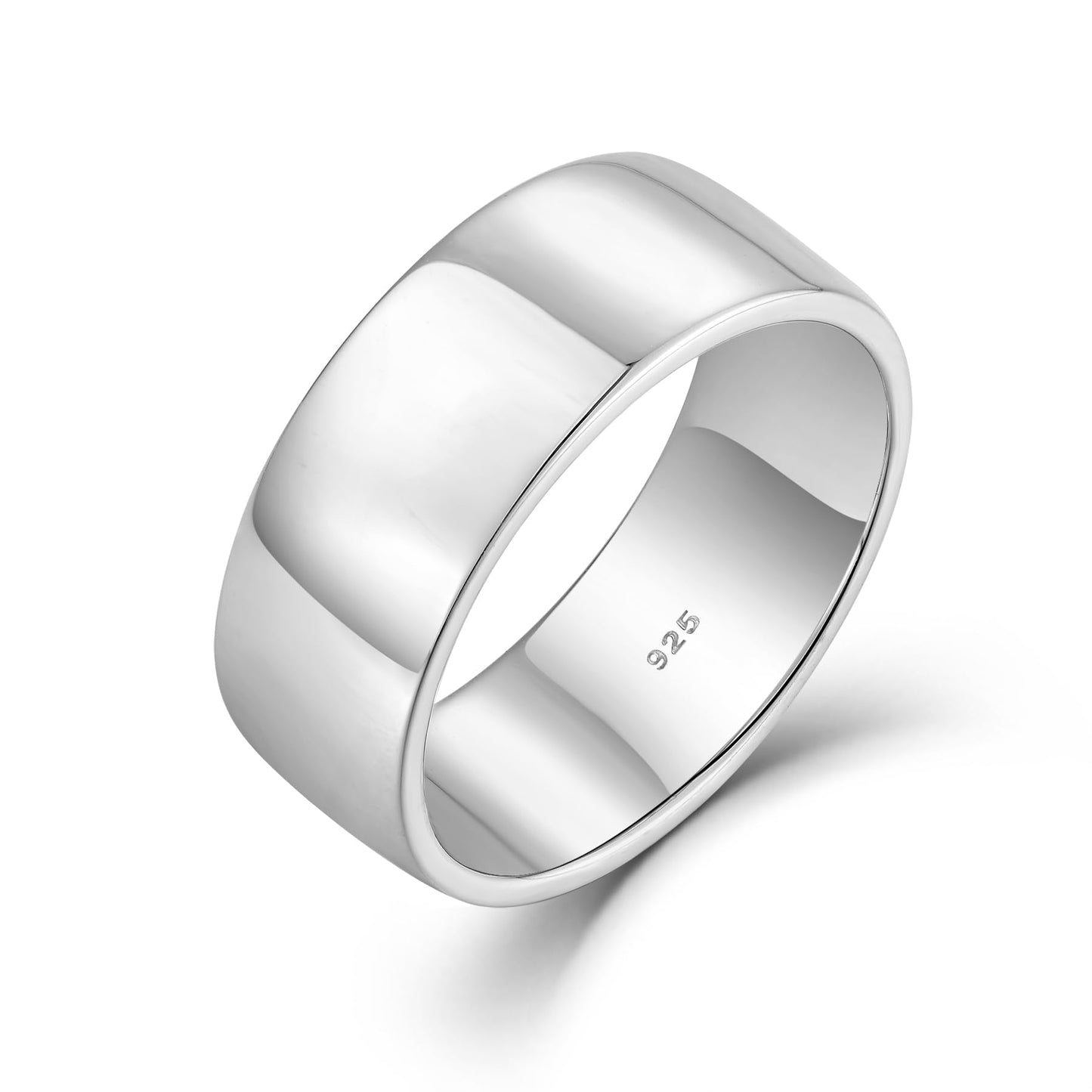 STARCHENIE Solid 925 Sterling Silver 8mm Wedding Band Ring, Comfort Fit High Polish, for Men and Women (Size 9)