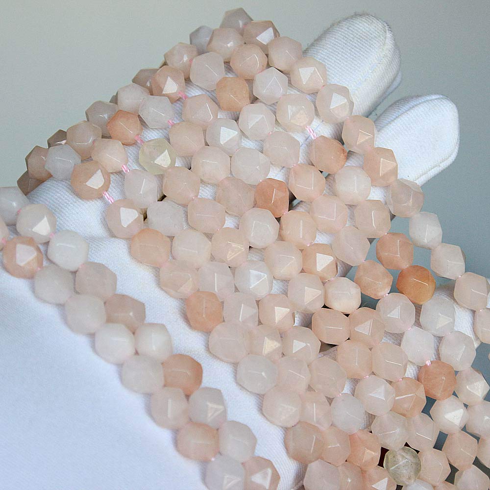 MJDCB Best Sellers Natural Stone Beads Faceted Polygon Pink Aventurine Crystal Energy Stone Healing Power for Jewelry Making(8mm)