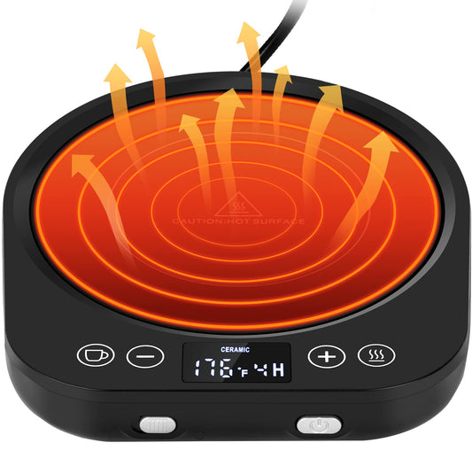 PUSEE Candle Mug Warmer Electric, Auto On/Off Gravity-Induction Coffee Warmer with 9 Temp Settings, 1-9 Timer Candle Melter, Beverage Warmer for Home & Office