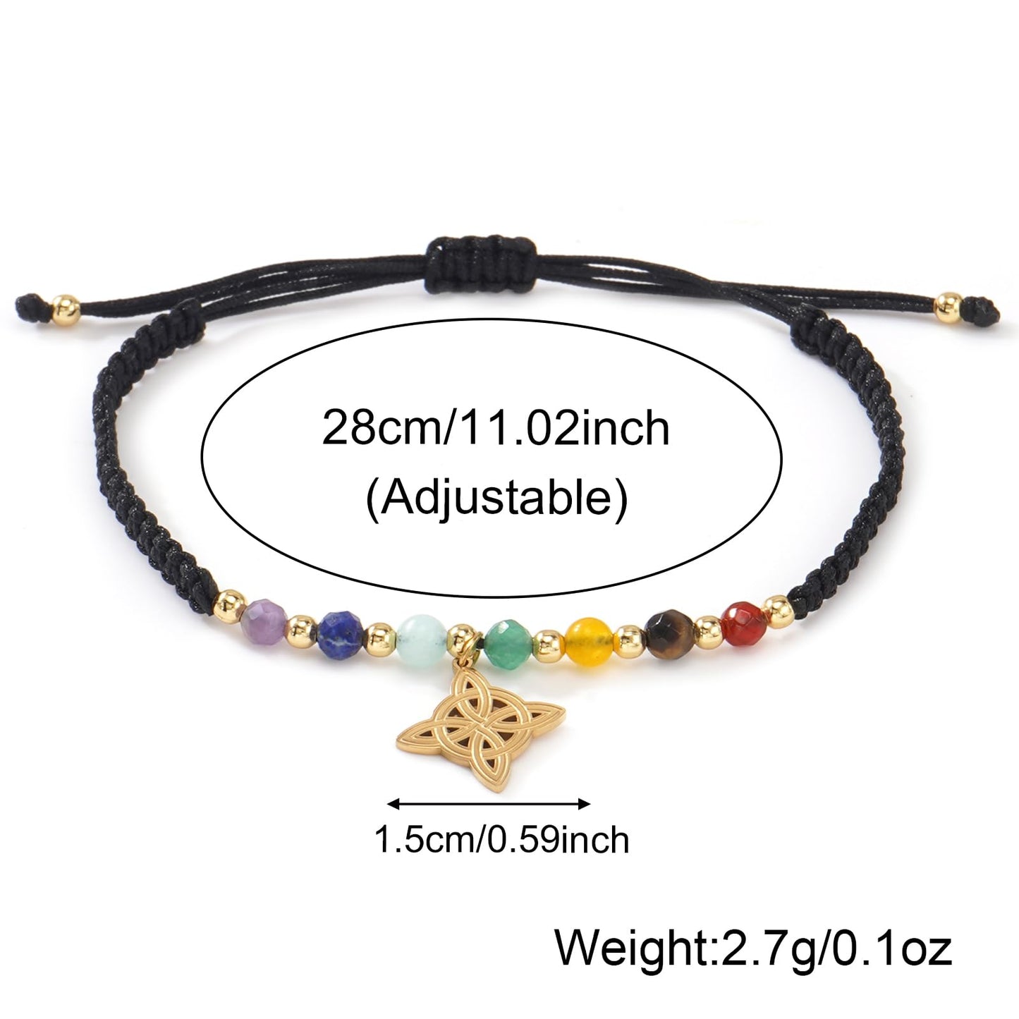 Winerbalaa 7 Chakra Witches Knot Bracelet for Women,Inspirational Healing Stone Beaded Black String Bracelets,Stress Relief Spiritual Inspirationa Gifts Jewelry Bracelets Sister Bestie Friendship
