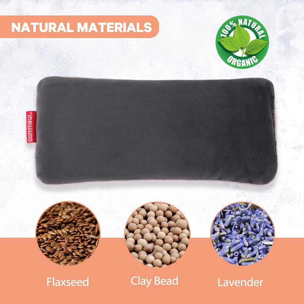 Comfheat Lavender Weighted Eye Pillow for Yoga, Microwavable Moist Heat Eye Compress Mask Pillow FSA HSA Eligible with Washable Cover for Relaxation, Sleeping, Meditation, Yoga, Spa, Migraine Relief