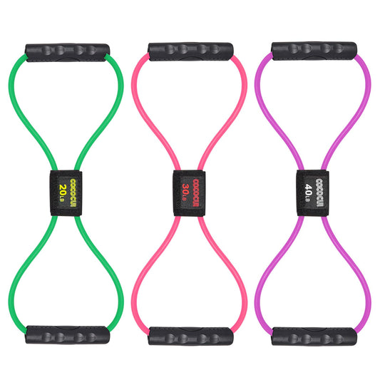 Figure 8 Resistance Bands with Handles for Women Men, Exercise Bands for Back, 8 Shaped Resistance Bands for Arms, Shoulder, Leg Stretching, Physical Therapy, Yoga, Pilates, Home Gym Workout Equipment