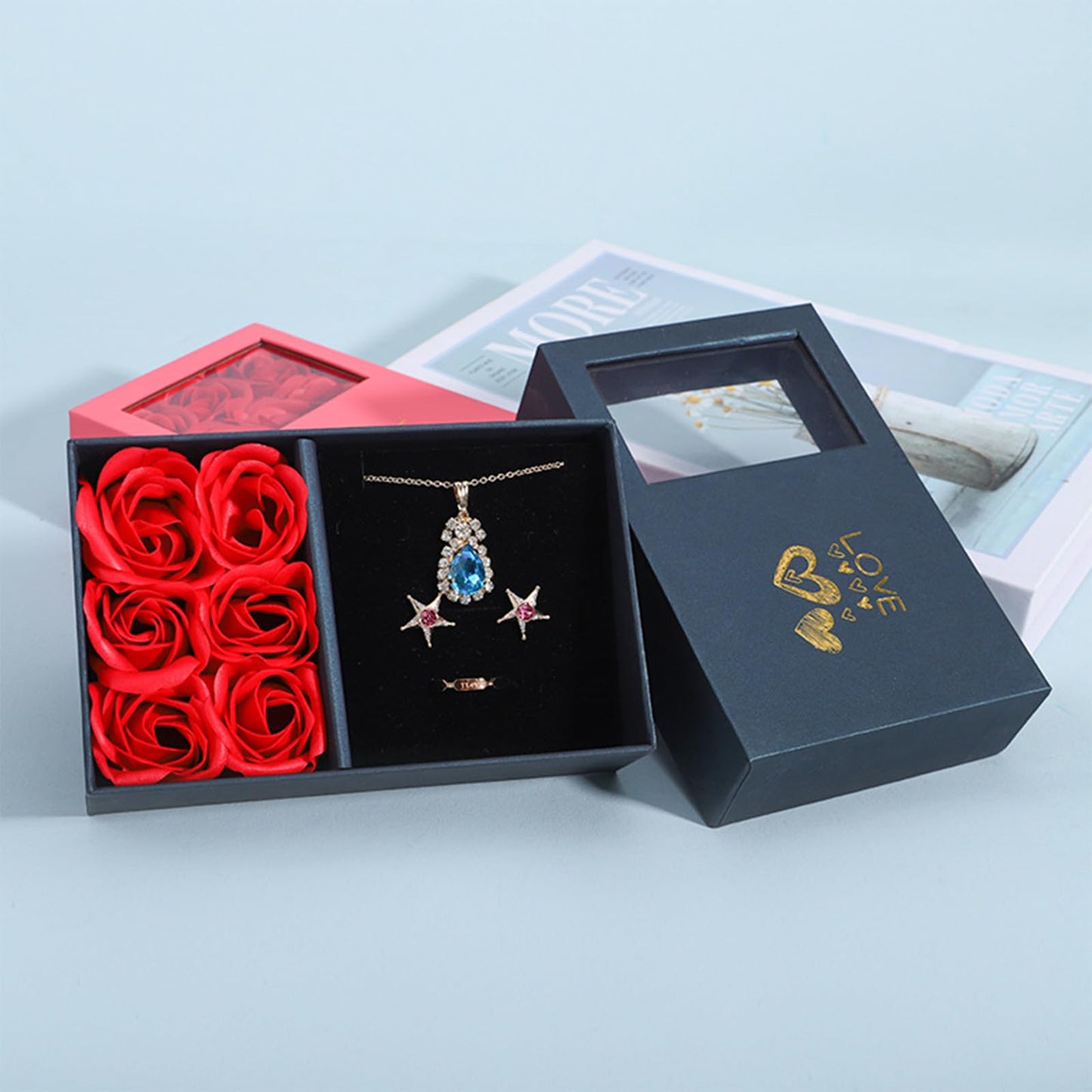 JYCMMFC Rose Ring Box Jewelry Gifts Box Eternal Rose Necklaces Bracelets Box Valentine's Day Christmas Thanksgiving Birthday Romantic for Women Her Mom Wife Girlfriend (Jewelry is NOT included)