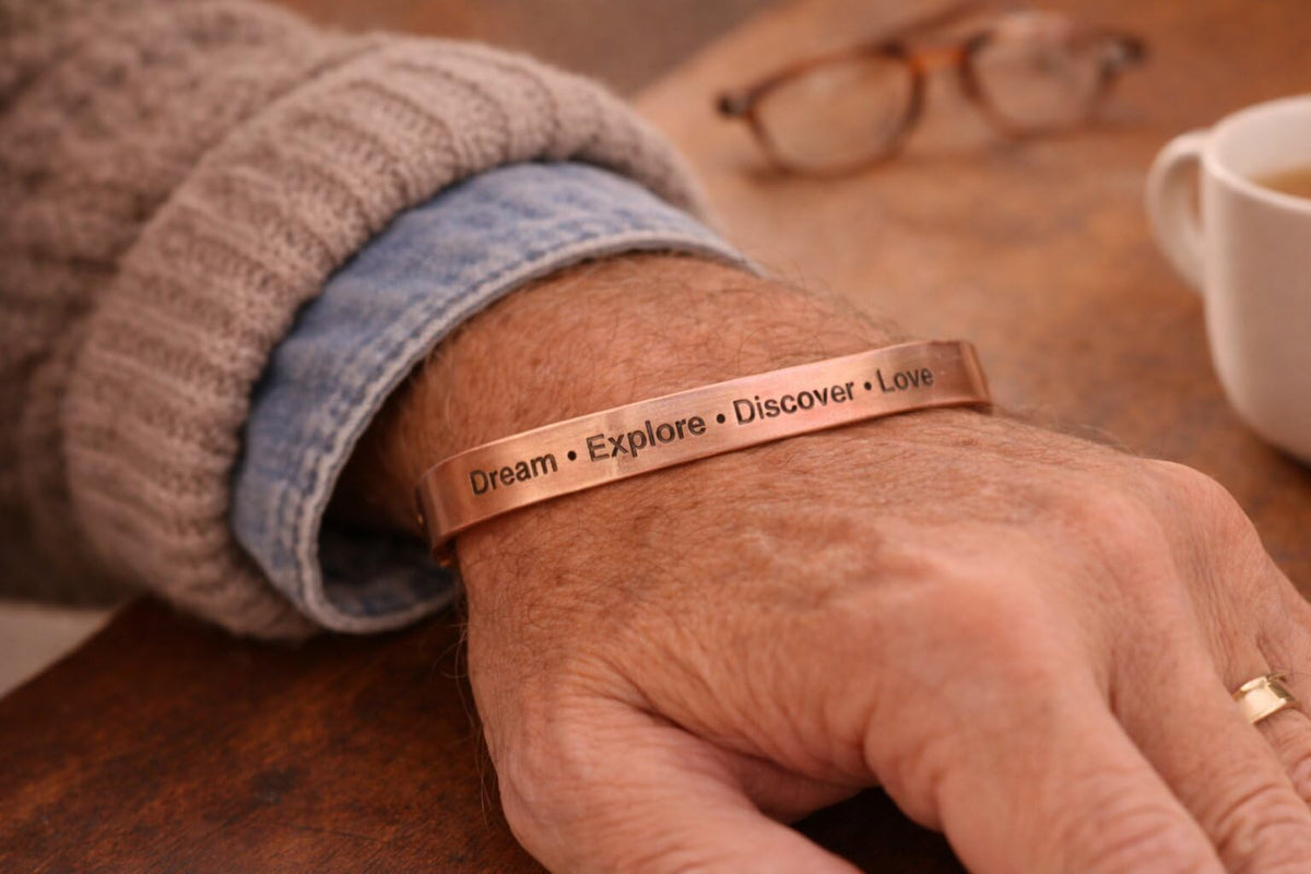 Touchstone Inspirational Copper Engraved Magnetic Bracelets for Women-Personalized Jewelry Gifts for Best Friend/Mom/Daughter/Sister - In a Pretty Gift Box Dream Explore Discover Love