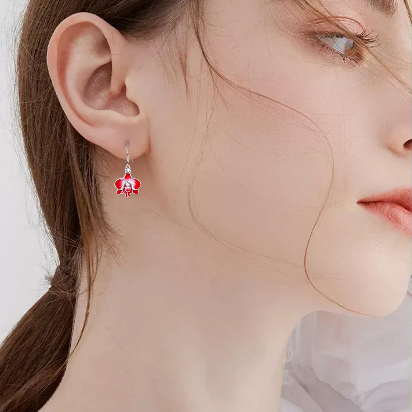 Orchid Earrings 925 Sterling Silver Flower Earrings Orchid Jewelry Gifts for Women
