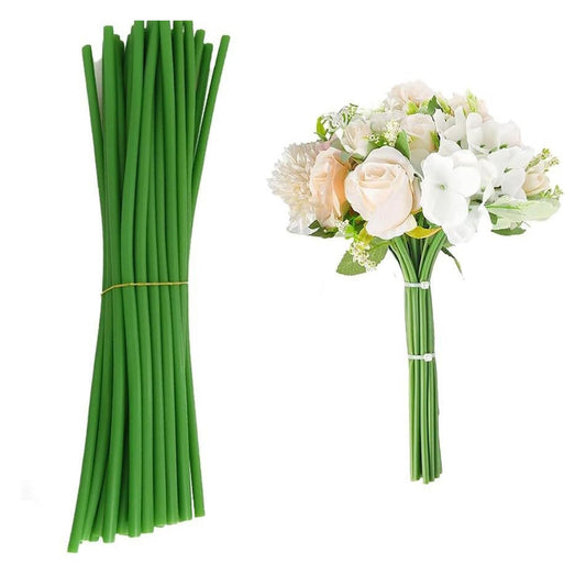 50pcs Floral Stem Covers, 30cm Green Plastic Flower Stem Tubes, Artificial Floral Arrangement Stems for Vase, Faux Bouquet Corsage Making Supplies