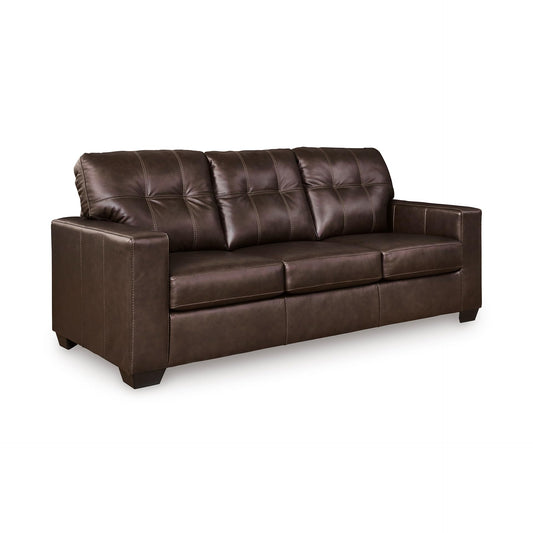 Signature Design by Ashley Santorine Transitional Tufted Leather Match Sofa, Dark Brown
