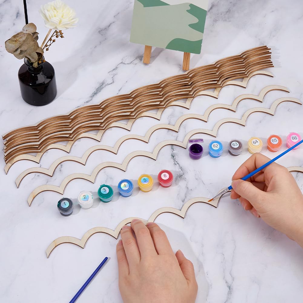 DICOSMETIC 15Pcs Wavy Decorative Wood Trim Unfinished Scalloped Edge Wood Molding 40x2.5cm DIY Wooden Moulding Trim for Wall Cabinet Shelf Window Door Decor