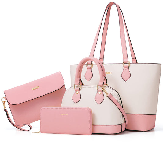 4PCS Women Fashion Handbags Purses Wallet Shoulder Bags Casual Tote Bag Crossbody Bags, Handbag Set Gift for Ladies Girls, Satchel Purse Set for Women