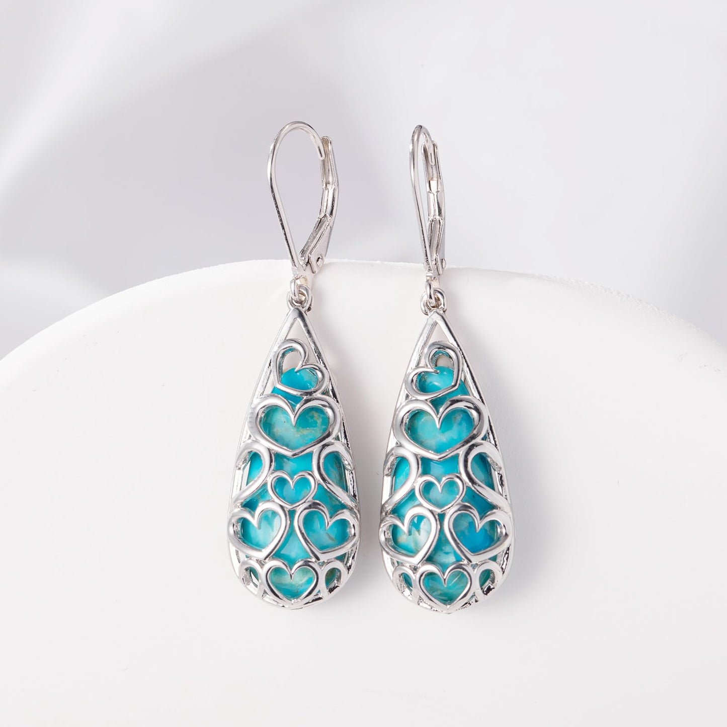 Phyonio Turquoise Earrings for Women Western Jewelry for Women 925 Sterling Silver Earrings Turquoise Drop Earrings Boho Vintage Earrings