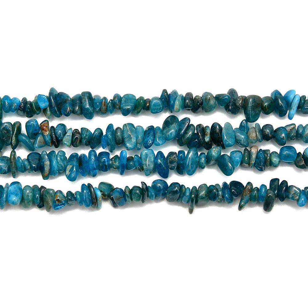 PLTbeads 5-8mm Natral Healing Gemstone Waist Bracelets Necklace Kit Irregular Stone DIY Crafts Design Jewelry Making 1 Strand per Bag Approxi 34 inch (Blue Apatite Chips)