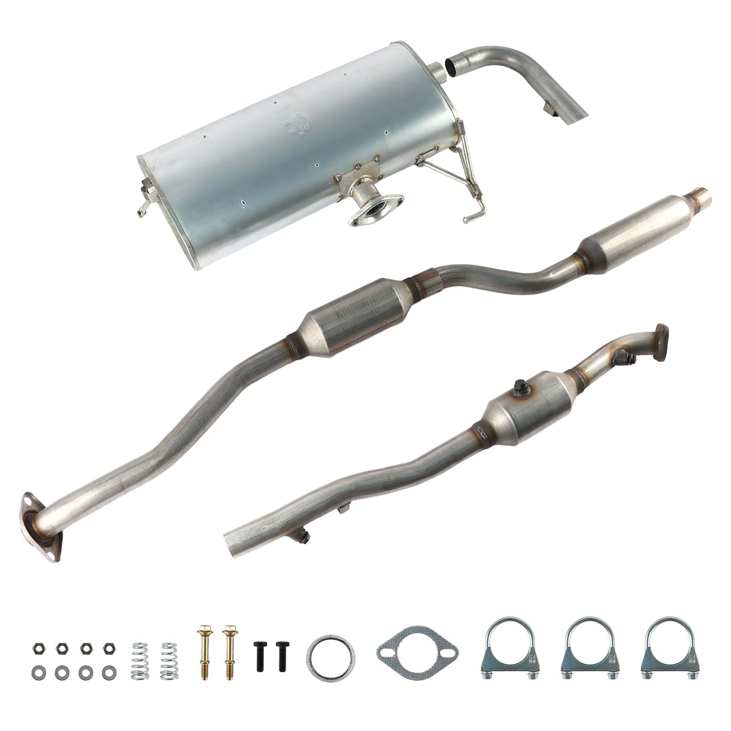LELEHOKA Catalytic Converter Resonator Muffler Exhaust System Kit Direct-Fit Compatible with 2009 2010 2011 Mitsubishi Lancer 2.0L/2.4L AWD High Flow Design