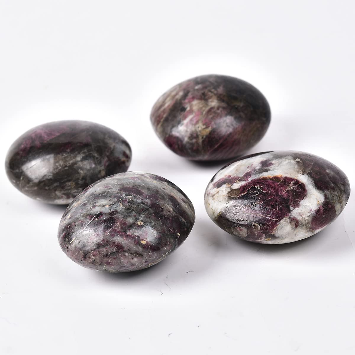 JIC Gem 2 Pcs Polished Rubellite Tourmaline Palm Stones Pocket Worry Stones Crystal Healing Irregular Gemstone Chakra Reiki 2 Inch