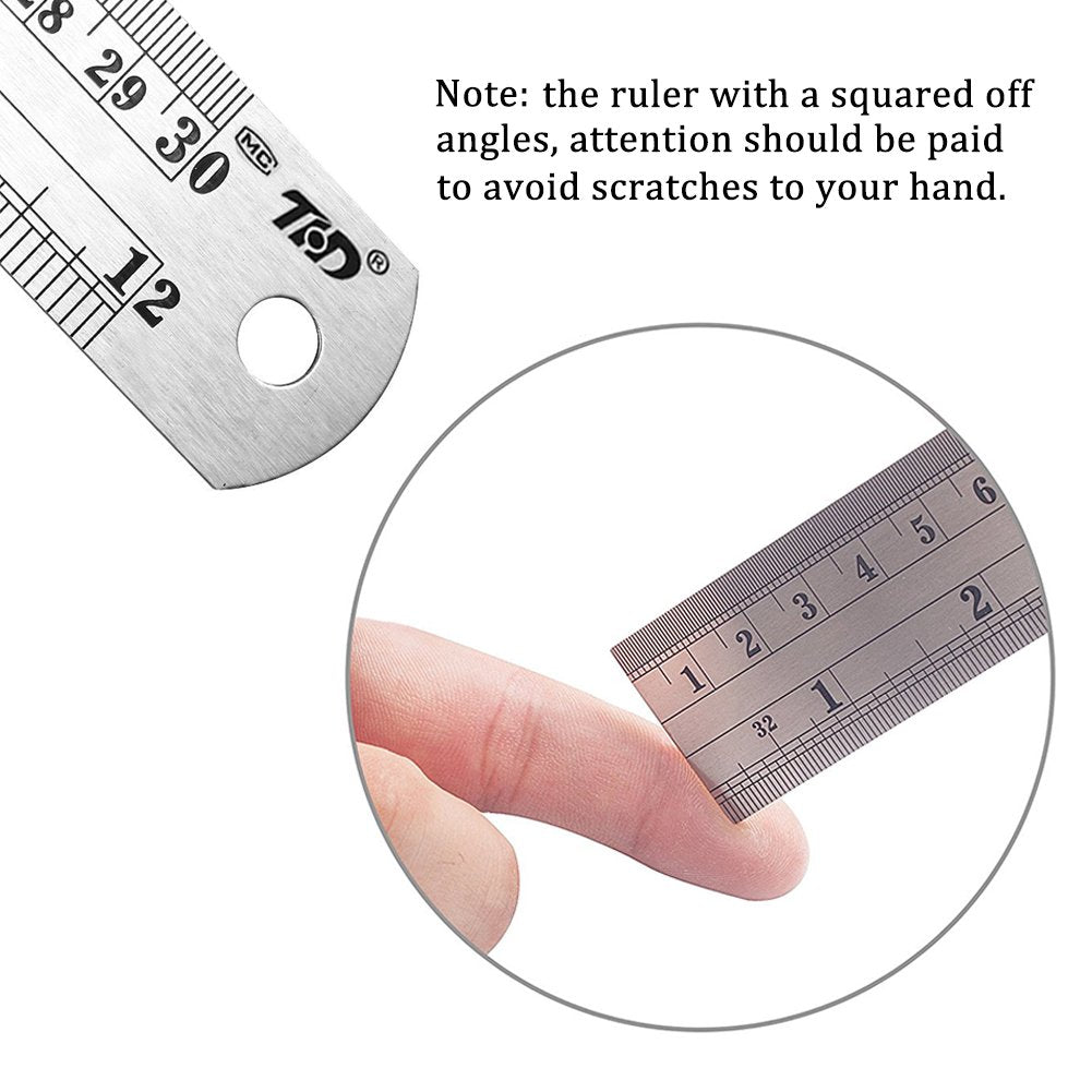 ZZTX Metal Ruler Stainless Steel Ruler Straight Edge Measuring Tool 6 Inch +12 Inch + 16 Inch 6 Pack Set