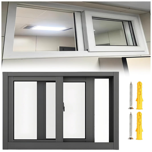 Basement Sliding Window, Push-Pull Lock, Ventilation & Natural Light for Replacement Window, Shed, Garage, Barns(Black,30x12in/76x30cm(WxH))