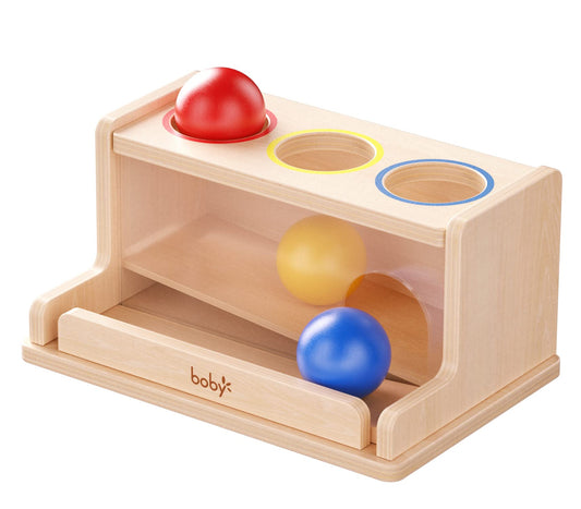 Dailyfunn Montessori Toys Object Permanence Box, Ball Tracker Drop Push Toy for Boy Girl Baby Toddler Kid Preschooler 1-3 Years Old