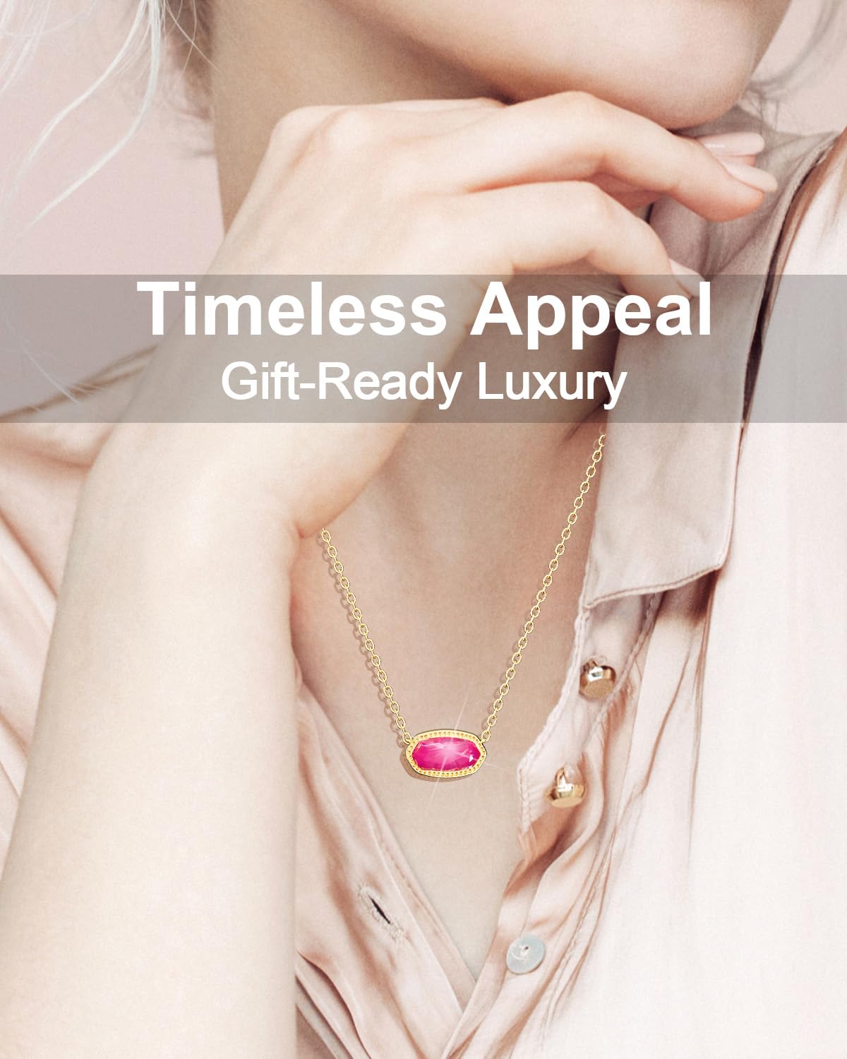 AICase 18K Gold Plated Pendant Necklace for Women,Fashion Jewelry,Anniversary Birthday Gifts for Women/MoM/Sister/Friends/Her/Wife/Grandma/Coworker Mother's Day gifts for MoM_Hot pink