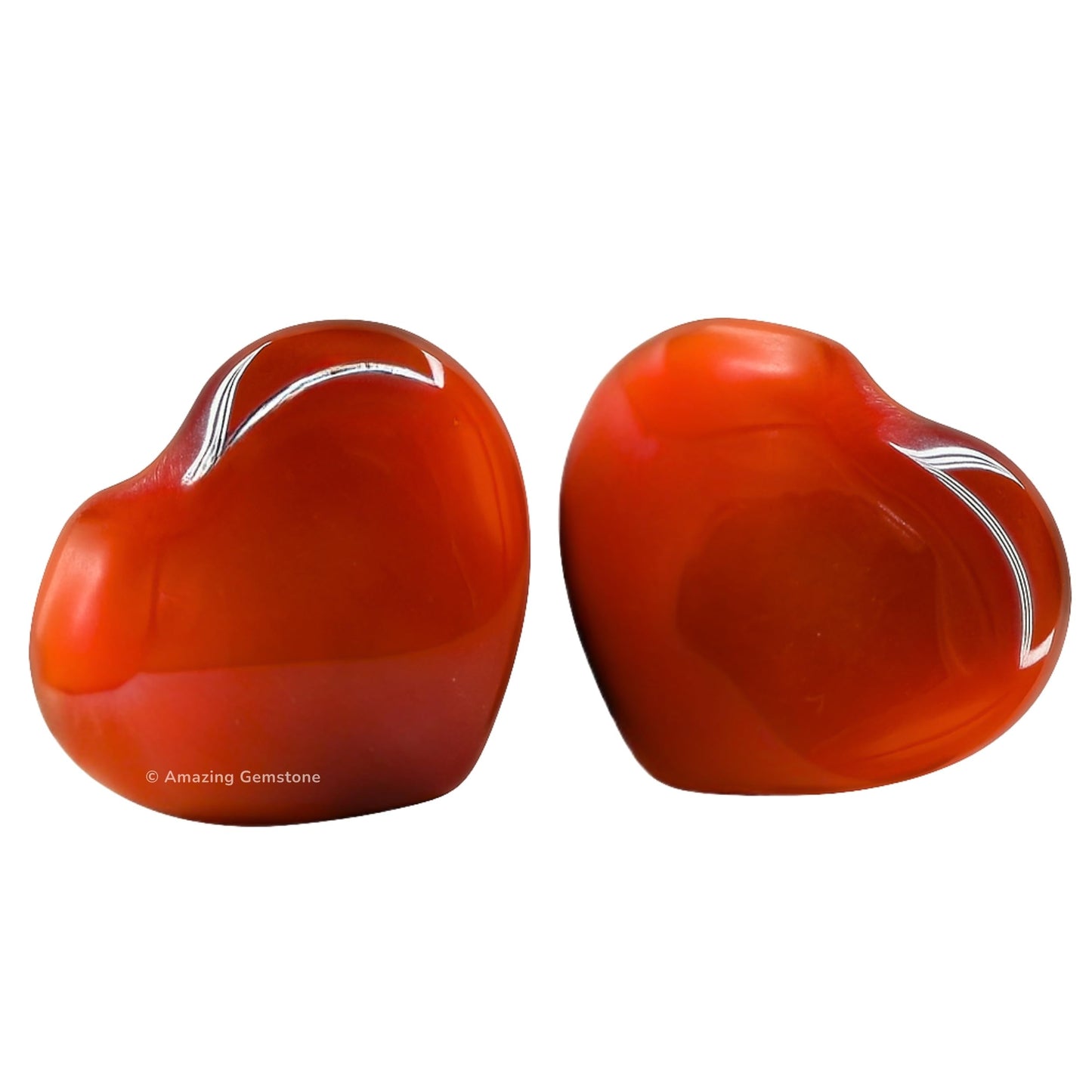 Amazing Gemstone Carnelian Stone Heart - Pack of 2 Crystal Heart Stones Rocks - Corazones De Piedra Crystals and Healing Stones Heart Shaped Crystal - Stocking Stuffers Gifts