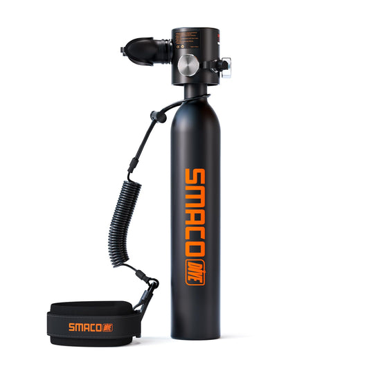 SMACO S300 Plus Mini Scuba Tank 0.5L Lung Air Tank Portable Diving Tank for Underwater Exploration Reusable Diving Cylinder Kit for Emergency Rescue Boat Cleaning Backup Air Source Pony Bottle