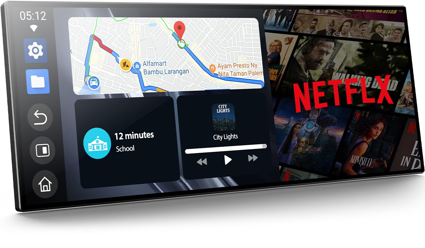 Volam 11'' Wireless Carplay Screen for Car Built-in Net-Flix YouTube Apps, Portable Touchscreen Car Stereo with Android Auto, Backup Camera, OTA Updates, Bluetooth, Voice Control, GPS Navigation,FM