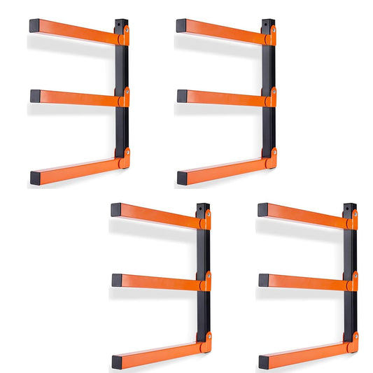 Amorest Lumber Storage Rack Wall Mount (4-Pack) – Foldable & Space-Saving Heavy Duty Garage Organizer with Rust-Resistant Coating for Indoor/Outdoor Use for Workshop, Shed, Timber, Pipes & Ski